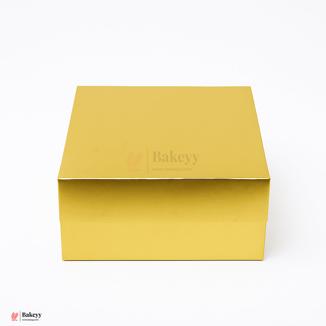 8x8x4 Inches | Premium Gold Collapsible Hamper Box with Magnetic Lid | Pack of 1