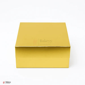 Premium Gold Collapsible Hamper Box with Magnetic Lid | Pack of 1 - Bakeyy.com - India - Premium Gold Collapsible Hamper Box with Magnetic Lid | Pack of 1 - 8x8x4 Inch
