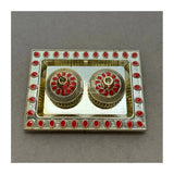 Plastic Kumkum Holder Stone Decorated 2-in-1 Haldi/Kumkum Holder- 2 - Bakeyy.com - India - Plastic Kumkum Holder Stone Decorated 2-in-1 Haldi/Kumkum Holder- 2 - Red