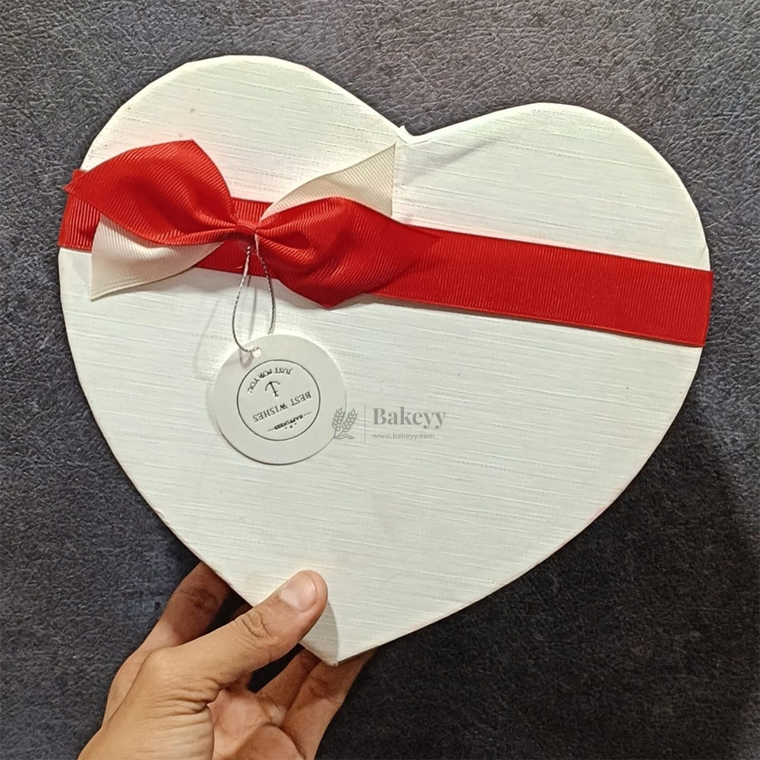 Red And White Valentine Gift Box | Valentine Gift | Mixed Colour | Heart Shape Gift Box with Ribbon | Pack of 1