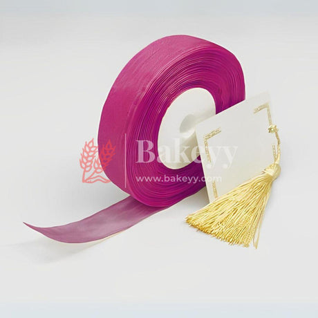 Transprant Satin ribbon for decoration | Gift wrapping | School project works | Opening ribbon | Multi-purpose use - Bakeyy.com - India - Transprant Satin ribbon for decoration | Gift wrapping | School project works | Opening ribbon | Multi-purpose use - Dark Pink