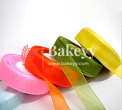 Transprant Satin ribbon for decoration | Gift wrapping | School project works | Opening ribbon | Multi-purpose use - Bakeyy.com - India - Transprant Satin ribbon for decoration | Gift wrapping | School project works | Opening ribbon | Multi-purpose use - Mid Green