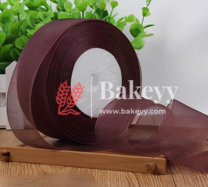 Transprant Satin ribbon for decoration | Gift wrapping | School project works | Opening ribbon | Multi-purpose use - Bakeyy.com - India - Transprant Satin ribbon for decoration | Gift wrapping | School project works | Opening ribbon | Multi-purpose use - Brown