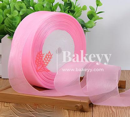 Transprant Satin ribbon for decoration | Gift wrapping | School project works | Opening ribbon | Multi-purpose use - Bakeyy.com - India - Transprant Satin ribbon for decoration | Gift wrapping | School project works | Opening ribbon | Multi-purpose use - Pink