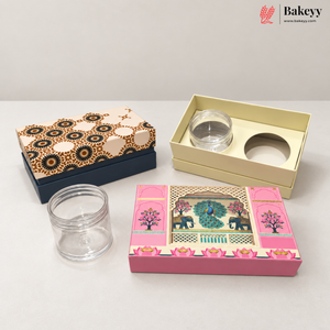 400ml 2 Jar | Small | Traditional Printed Gift Hamper Box with Transparent Jars | Pack of 1