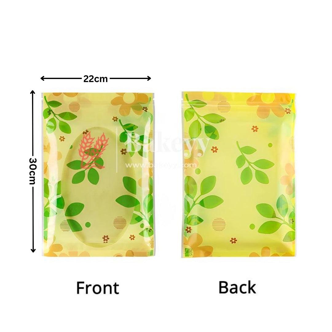 2 Kg |30x22Cm| Floral Design Stand-Up Pouches with Clear Window - Bakeyy.com - India - 2 Kg |30x22Cm| Floral Design Stand-Up Pouches with Clear Window - Pack Of 100