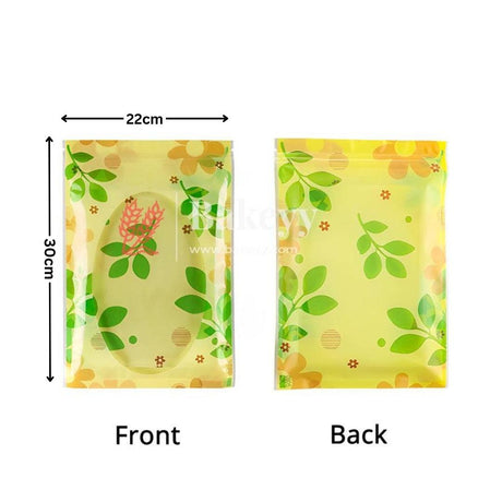 2 Kg |30x22Cm| Floral Design Stand-Up Pouches with Clear Window - Bakeyy.com - India - 2 Kg |30x22Cm| Floral Design Stand-Up Pouches with Clear Window - Pack Of 100