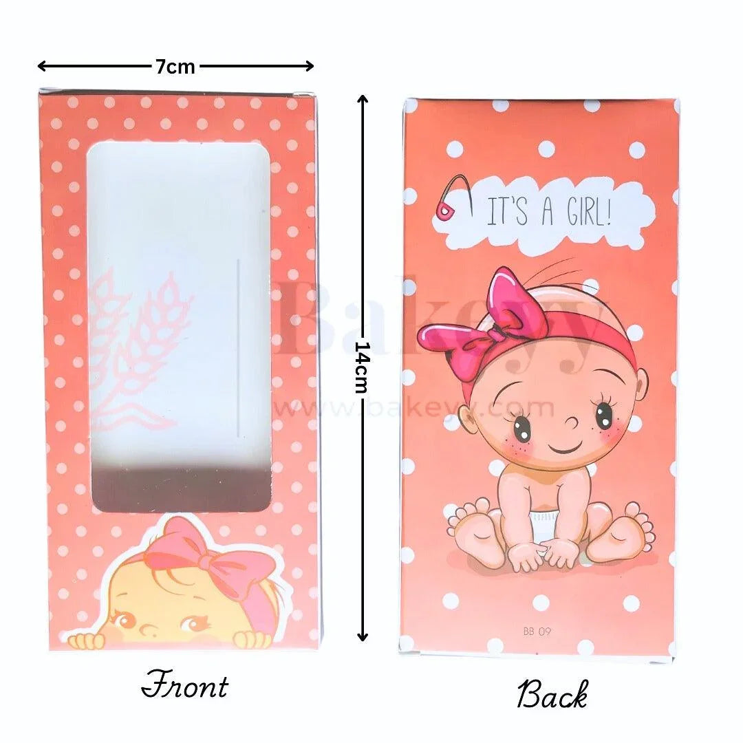 It’s a Girl Baby Shower Chocolate Bar Box | Chocolate Box | Gender reveal packaging | Baby shower | Pack of 10 | 14cm x 7cm x 1cm - Bakeyy.com - India - It’s a Girl Baby Shower Chocolate Bar Box | Chocolate Box | Gender reveal packaging | Baby shower | Pack of 10 | 14cm x 7cm x 1cm - Default Title