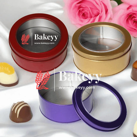 Round Empty Decorative Acrylic Box | Gift Box | Chocolate Box | Sweet Box | Jewellery Box | Pvc Tin Box | Big | - Bakeyy.com - India - Round Empty Decorative Acrylic Box | Gift Box | Chocolate Box | Sweet Box | Jewellery Box | Pvc Tin Box | Big | - Red