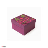 6x6x4 Inch | Small Floral Printed Premium Square Gift Box – Purple | Reusable Rigid Hamper Packaging  | Pack Of 1