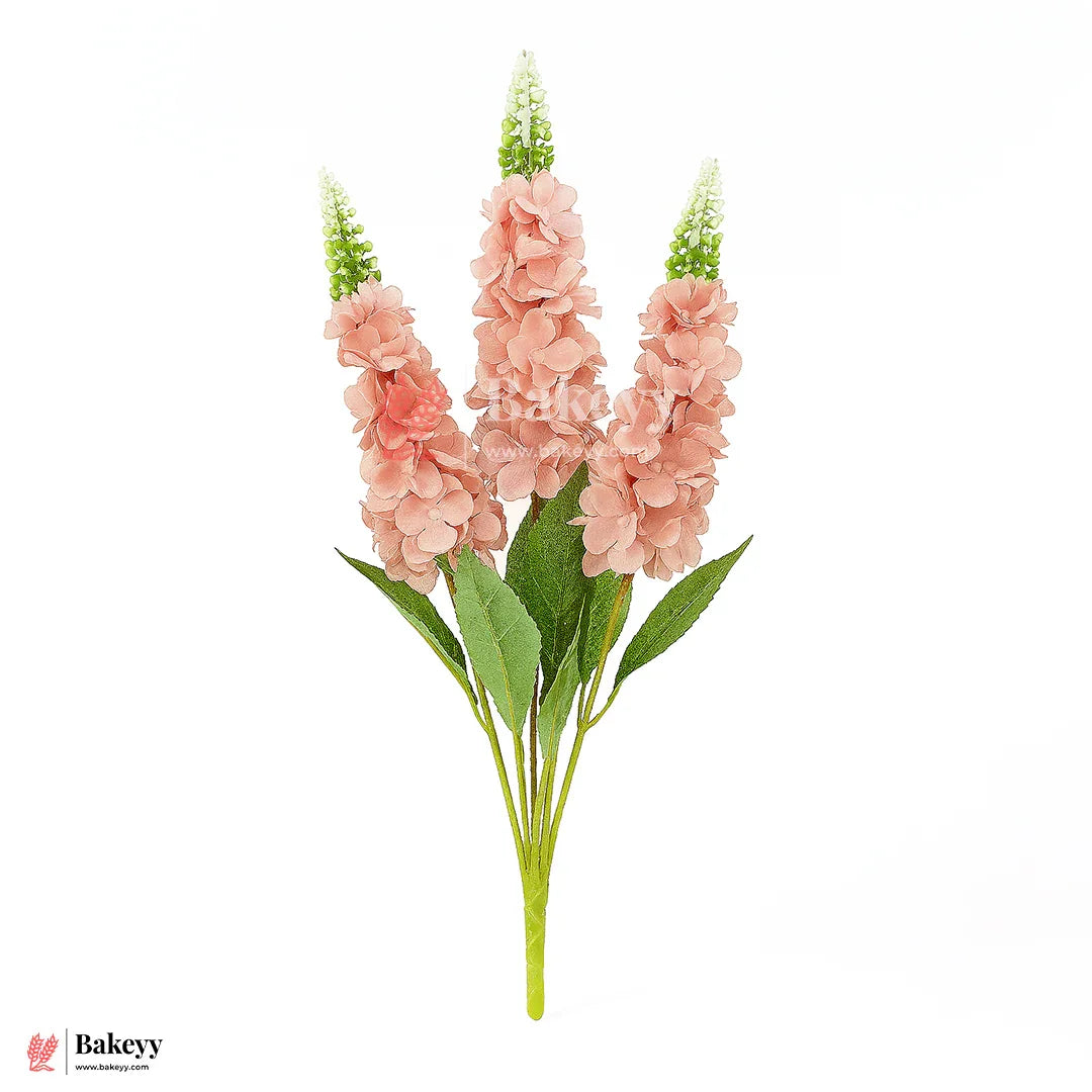 Artificial Delphinium Flower Bunch – 60cm |  Peach Pink | Decorative Stick for Home & Events | Pack Of 1