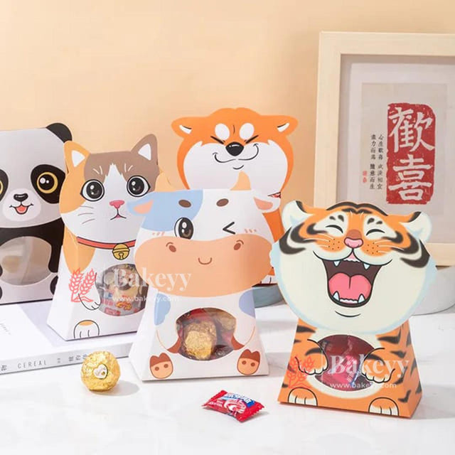 10.5x15 cm | Adorable Tiger, Panda, Rabbit , Dog , Cow ,Koala . Animal-Themed Candy Gift Boxes | Goodie Box | Perfect for Special Occasions | Return Gift Box | Pack of 10 | - Bakeyy.com - India - 10.5x15 cm | Adorable Tiger, Panda, Rabbit , Dog , Cow ,Koala . Animal-Themed Candy Gift Boxes | Goodie Box | Perfect for Special Occasions | Return Gift Box | Pack of 10 | - Design 1