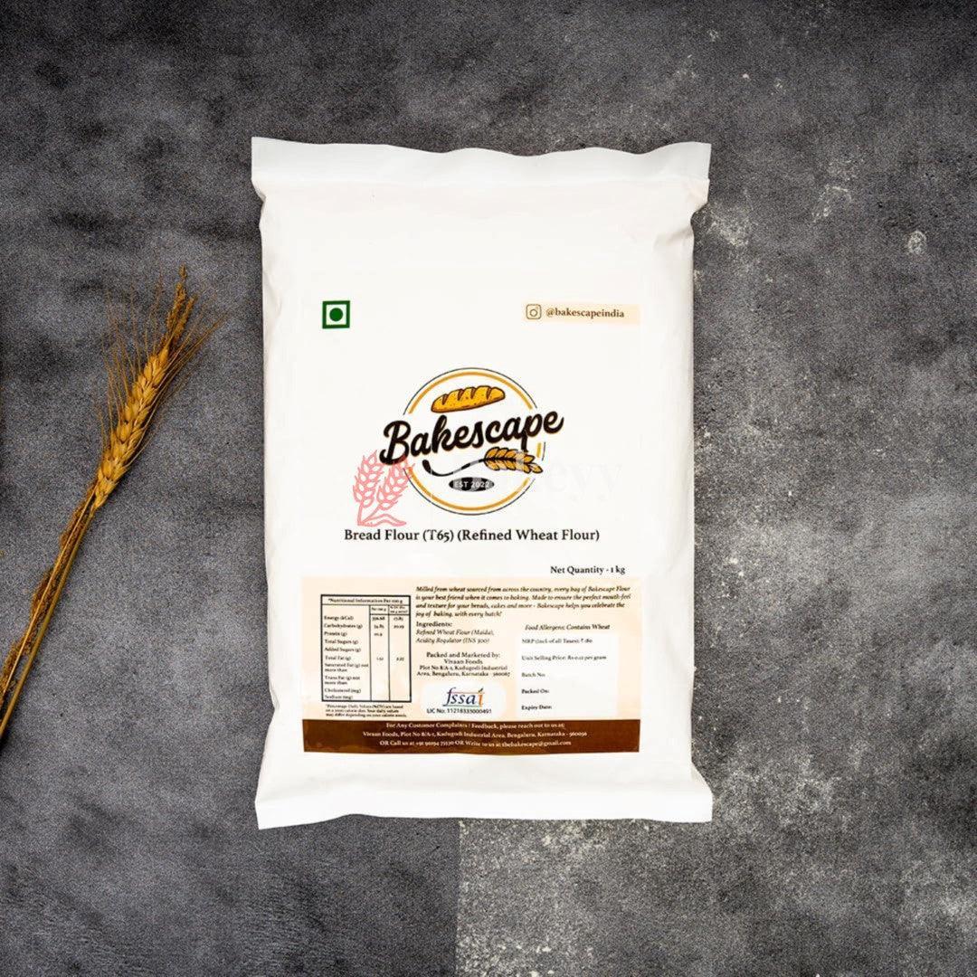 Bakescape T65 Bread Flour (1 kg) | Unbleached, High Protein Content for Perfect Breads, Buns, Bagels, Baguettes, Sourdoughs, Artisanal Breads, Focaccia, Brioche, and More - Bakeyy.com - India - Bakescape T65 Bread Flour (1 kg) | Unbleached, High Protein Content for Perfect Breads, Buns, Bagels, Baguettes, Sourdoughs, Artisanal Breads, Focaccia, Brioche, and More - Default Title