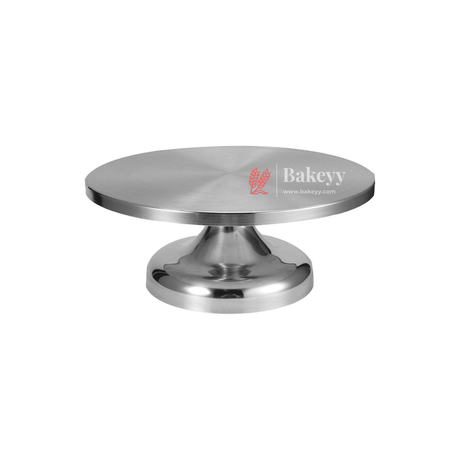 10 Inch Rotating Cake Stand |Stainless Steel | Elegant Round Cake Rotating Stand |1 Piece - Bakeyy.com - India - 10 Inch Rotating Cake Stand |Stainless Steel | Elegant Round Cake Rotating Stand |1 Piece - Default Title