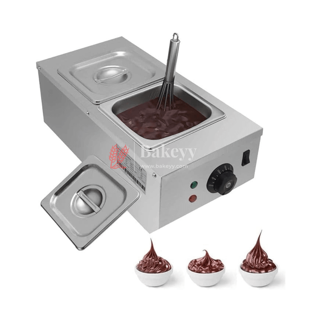 Professional 2-Pot Chocolate Melting Machine – Dual Functionality for Effortless Dessert Creations - Bakeyy.com - India - Professional 2-Pot Chocolate Melting Machine – Dual Functionality for Effortless Dessert Creations - Default Title