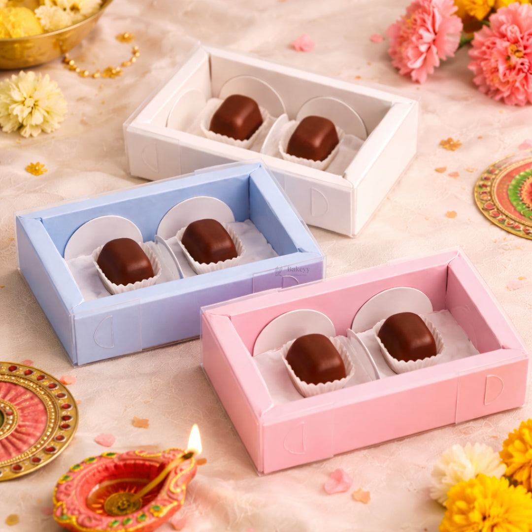 2 Cavity Chocolate Box | Multiple Colours Cavity Box | Pack of 100