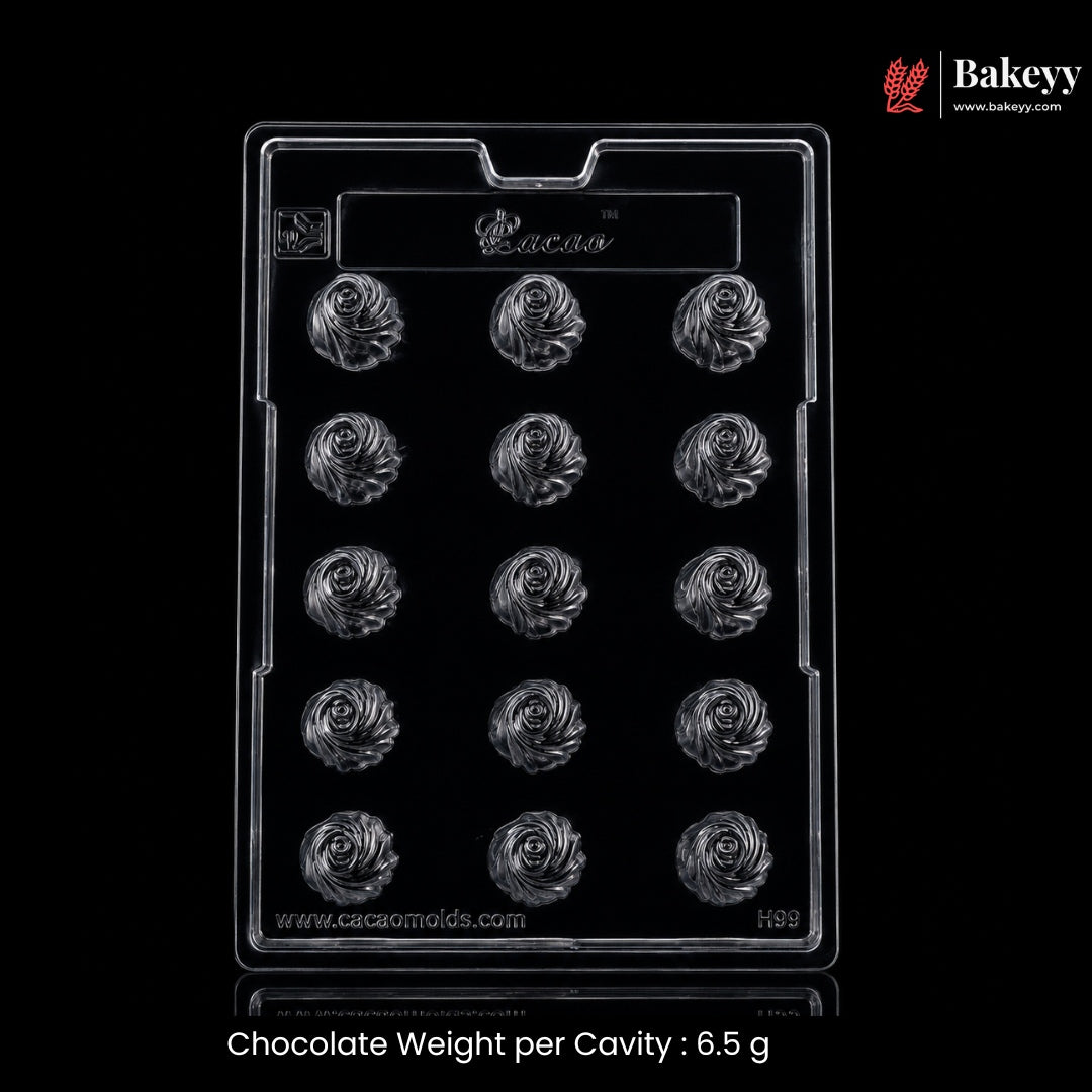 Mould 199 | 15 Cavity Spiral Shell Chocolate Mould for Pralines & Bonbons | Pack of 1