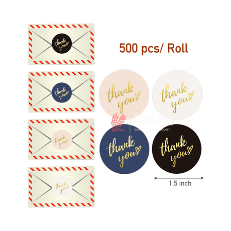 Premium Thank You Stickers -Roll | Mixed Color | Round Thank You Adhesive Sticker for Small Business, Wedding Supplies, Packing Stickers, Gift Wrap - Bakeyy.com - India - Premium Thank You Stickers -Roll | Mixed Color | Round Thank You Adhesive Sticker for Small Business, Wedding Supplies, Packing Stickers, Gift Wrap - Default Title