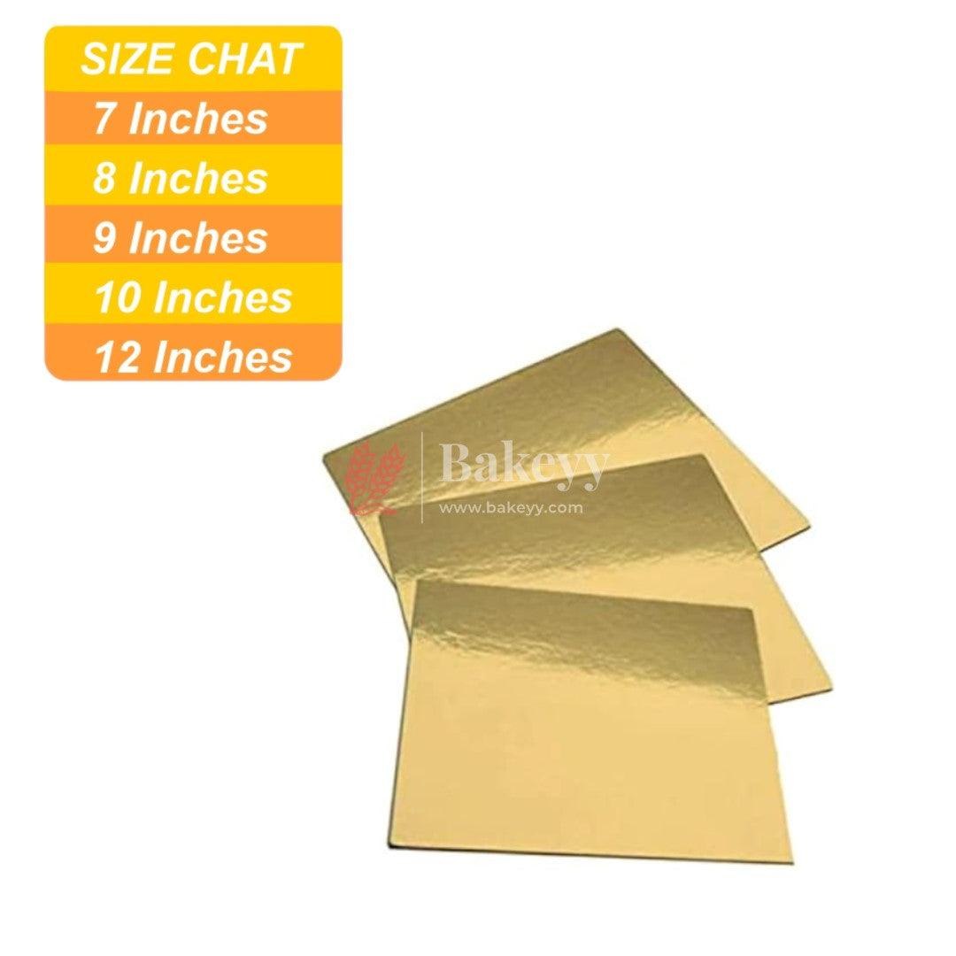 Square Gold Cake Base | Cake Board - Bakeyy.com - India - Square Gold Cake Base | Cake Board - 7 Inches / Pack of 25