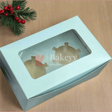 2 Cupcake Box | With Window On The Top | Sky Blue Color | - Bakeyy.com - India - 2 Cupcake Box | With Window On The Top | Sky Blue Color | - Pack of 10