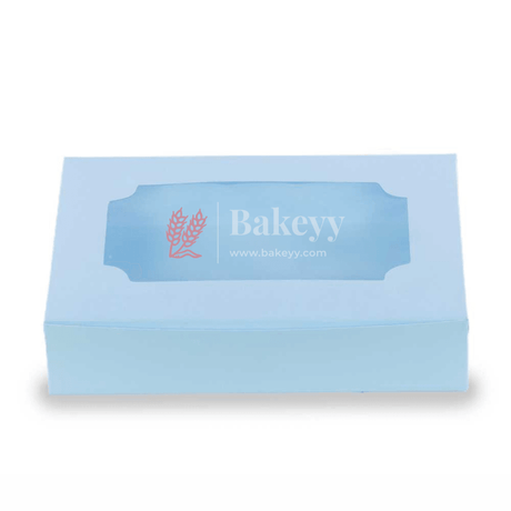 6 Brownie Box Blue Color | With Window - Bakeyy.com - India - 6 Brownie Box Blue Color | With Window - Pack Of 10