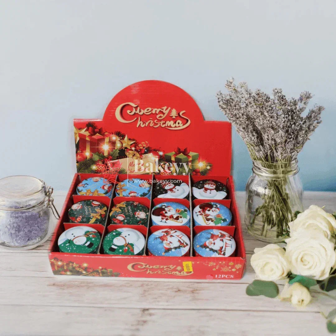 Christmas Decorative Tin Candle Set | Pack of 12 | Festive Scented Candles for a Cozy Christmas Ambiance - Bakeyy.com - India - Christmas Decorative Tin Candle Set | Pack of 12 | Festive Scented Candles for a Cozy Christmas Ambiance - Default Title