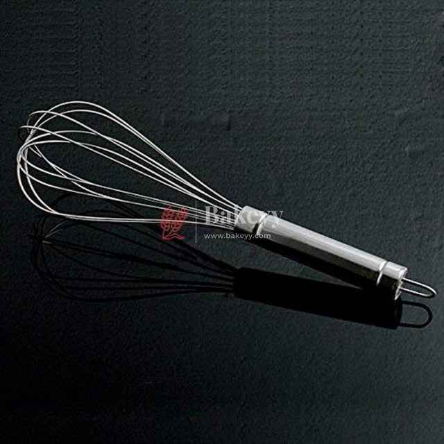 Heavy Stainless Steel Whisk, Whisk Egg Beater | Wisk Manual Whisk Balloon Whisk Stirring | 3 Different Size - Bakeyy.com - India - Heavy Stainless Steel Whisk, Whisk Egg Beater | Wisk Manual Whisk Balloon Whisk Stirring | 3 Different Size - Small / 8" inch