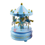 Pink & Blue Carousel Music Box - Elegant Rotating Horse Design for Decoration - Bakeyy.com - India - Pink & Blue Carousel Music Box - Elegant Rotating Horse Design for Decoration - Blue