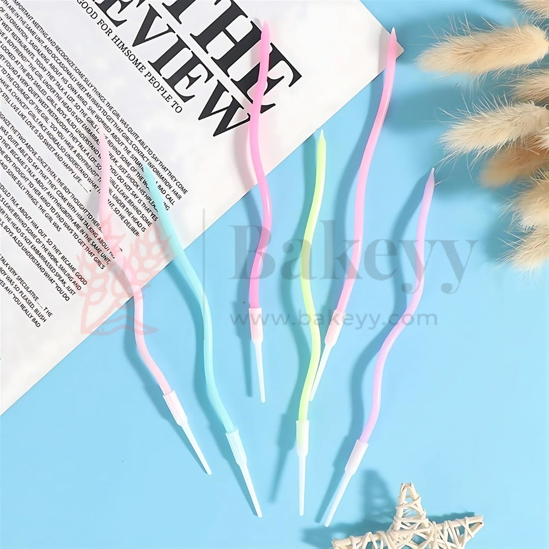 Twisty Metallic Spiral Candles Pastel Colours | 10 pcs | For Birthday, Baby Shower, Wedding Party & Cake Decoration