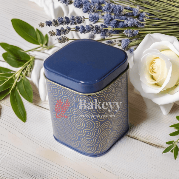 Premium Square Decorative Tin Storage Containers || Vibrant, Modern Patterns || - Bakeyy.com - India - Premium Square Decorative Tin Storage Containers || Vibrant, Modern Patterns || - Blue