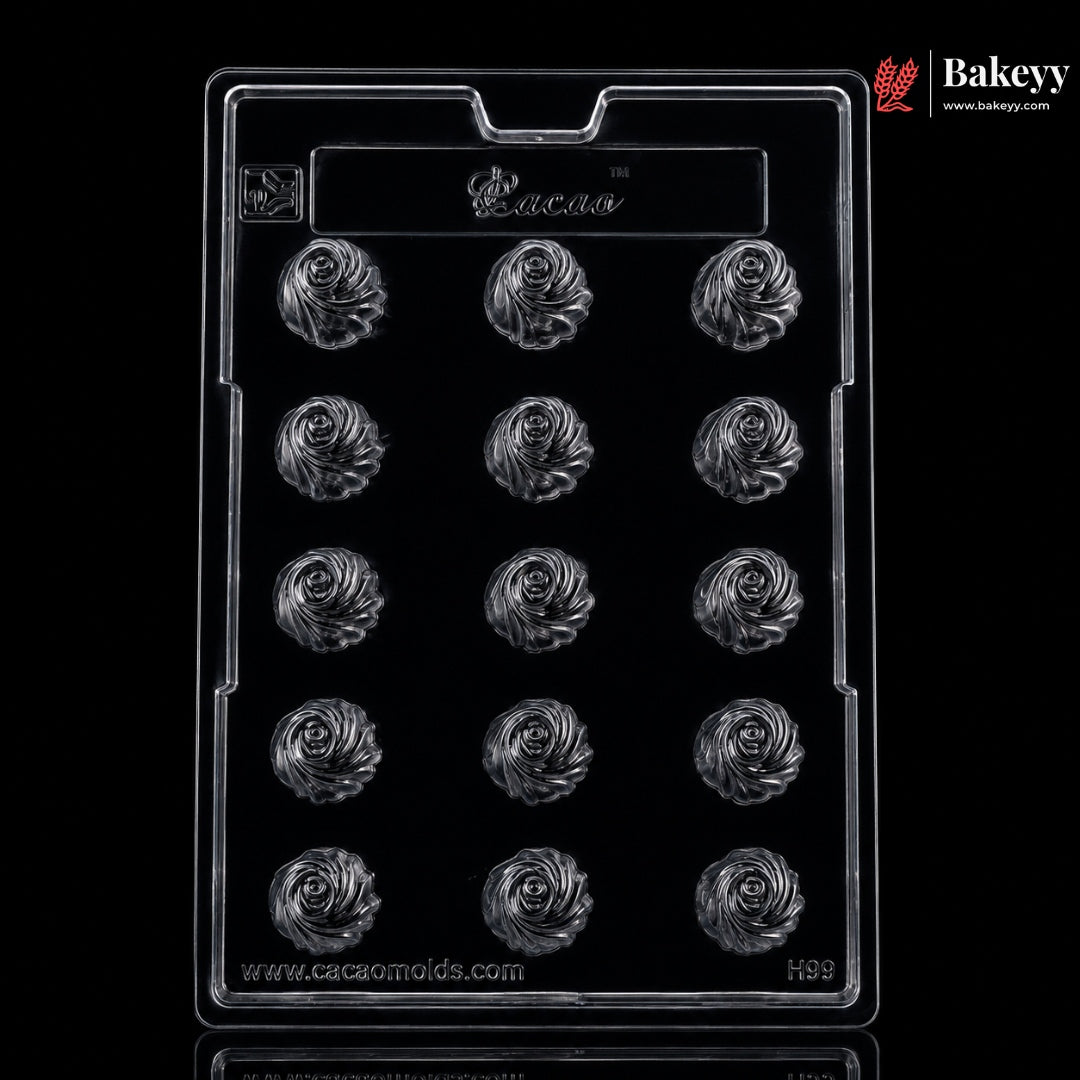 Mould 199 | 15 Cavity Spiral Shell Chocolate Mould for Pralines & Bonbons | Pack of 1