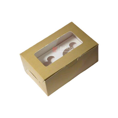 2 Cupcake Box | With Window On The Top | GOLD Color | - Bakeyy.com - India - 2 Cupcake Box | With Window On The Top | GOLD Color | - Pack of 10