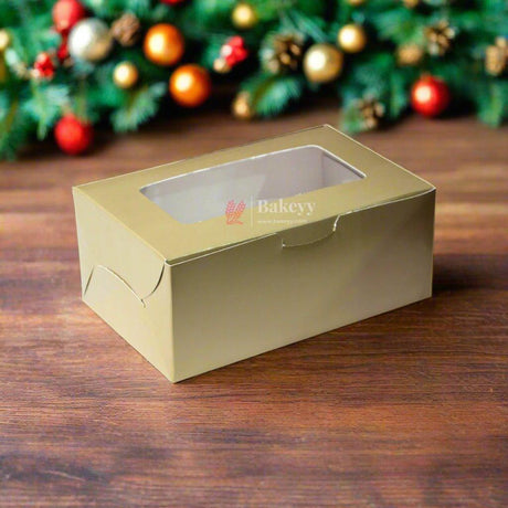 2 Cupcake Box | With Window On The Top | GOLD Color | - Bakeyy.com - India - 2 Cupcake Box | With Window On The Top | GOLD Color | - Pack of 10