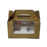 2-Cupcak Box with Handle | Gold Colour | With Front Window | - Bakeyy.com - India - 2-Cupcak Box with Handle | Gold Colour | With Front Window | - Pack of 10