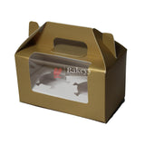 2-Cupcak Box with Handle | Gold Colour | With Front Window | - Bakeyy.com - India - 2-Cupcak Box with Handle | Gold Colour | With Front Window | - Pack of 10