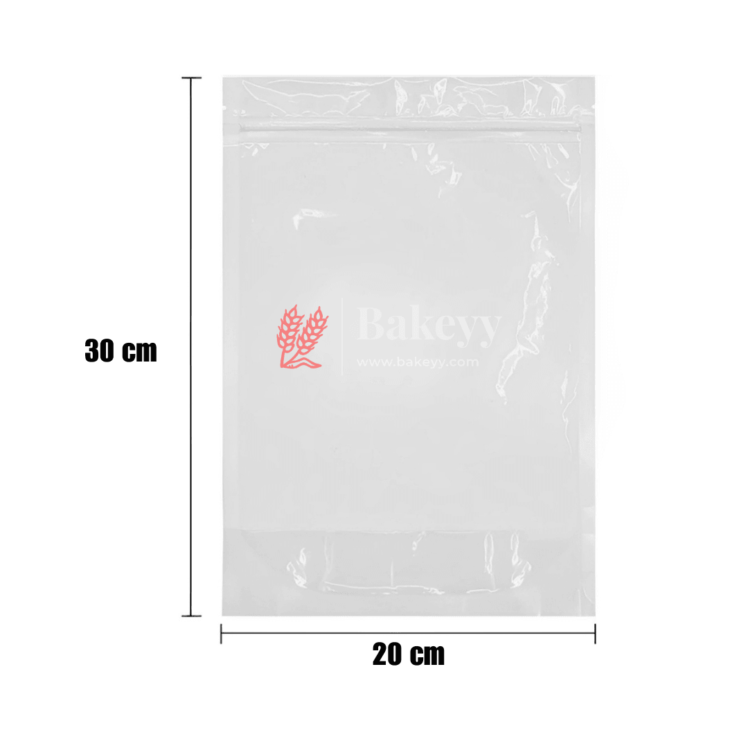 2 Kg | Zip Lock Pouch | Clear Stand-up Pouch | 20x30 CM | Standing Pouch | 110 GSM | - Bakeyy.com - India - 2 Kg | Zip Lock Pouch | Clear Stand-up Pouch | 20x30 CM | Standing Pouch | 110 GSM | - Pack Of 50 / 20x30 cm / 2 Kg