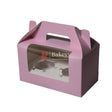 2-Cupcak Box with Handle | Pink Colour | With Front Window | - Bakeyy.com - India - 2-Cupcak Box with Handle | Pink Colour | With Front Window | - Pack of 10