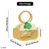 21x11x27 CM | Beige & Cream 2 Jar Jute Gift Bag with Floral Accent & Transparent Window – Eco-Friendly Hamper Bag