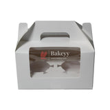 2-Cupcak Box with Handle | White Colour | With Front Window - Bakeyy.com - India - 2-Cupcak Box with Handle | White Colour | With Front Window - Pack of 10