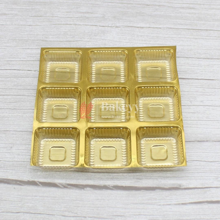 3 X 3 CAVITY GOLDEN TRAY (PACK OF 50) - Bakeyy.com