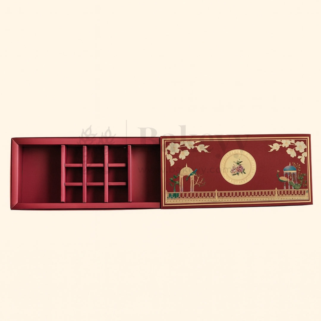 Red Peacock 2 Brownie and 9 cavity Slider Hamper Box| 1 Piece