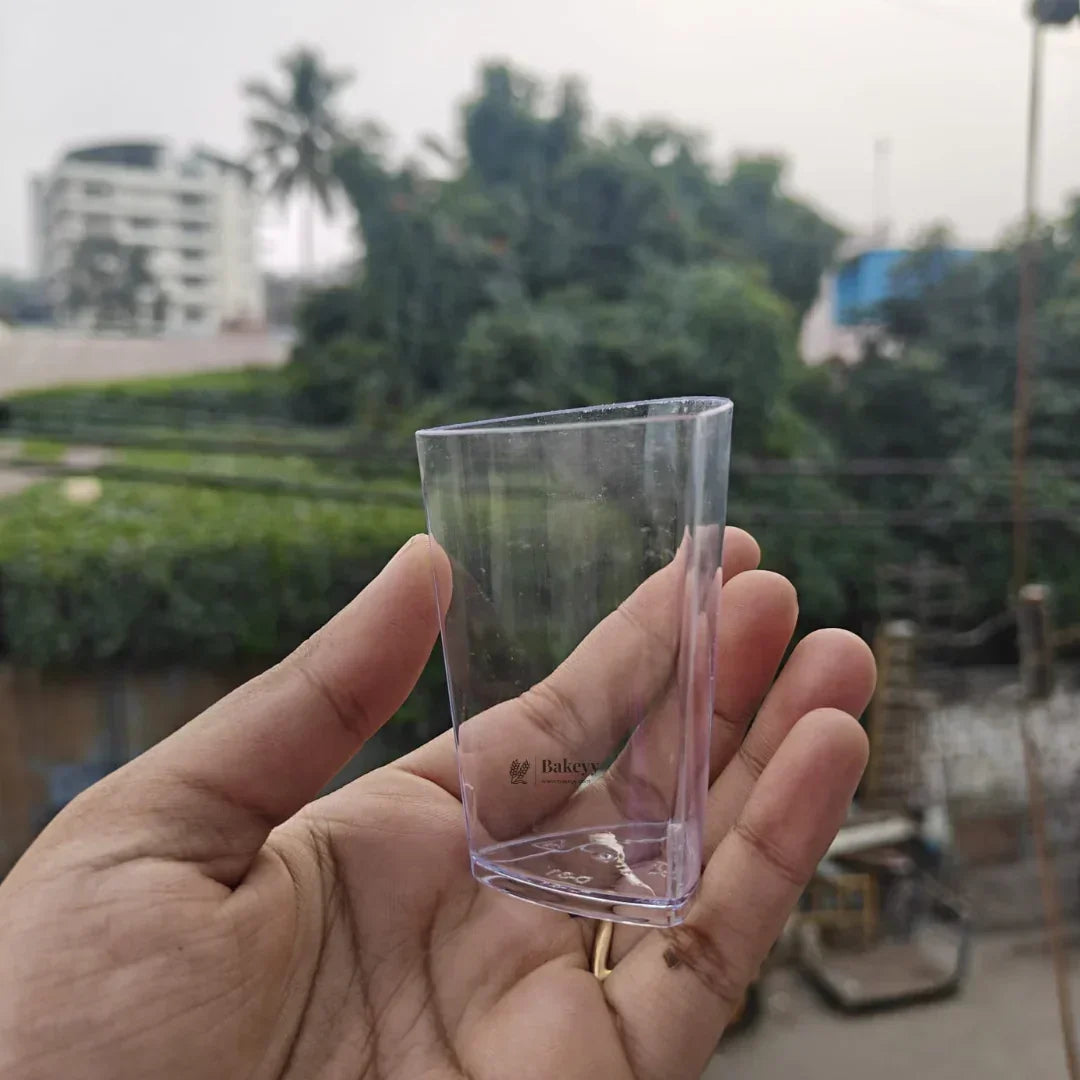 Clear Plastic Dessert Cup | Tall Triangle Shape | D31 | Pack of 30 - Bakeyy.com - India - Clear Plastic Dessert Cup | Tall Triangle Shape | D31 | Pack of 30 - Default Title 240.00