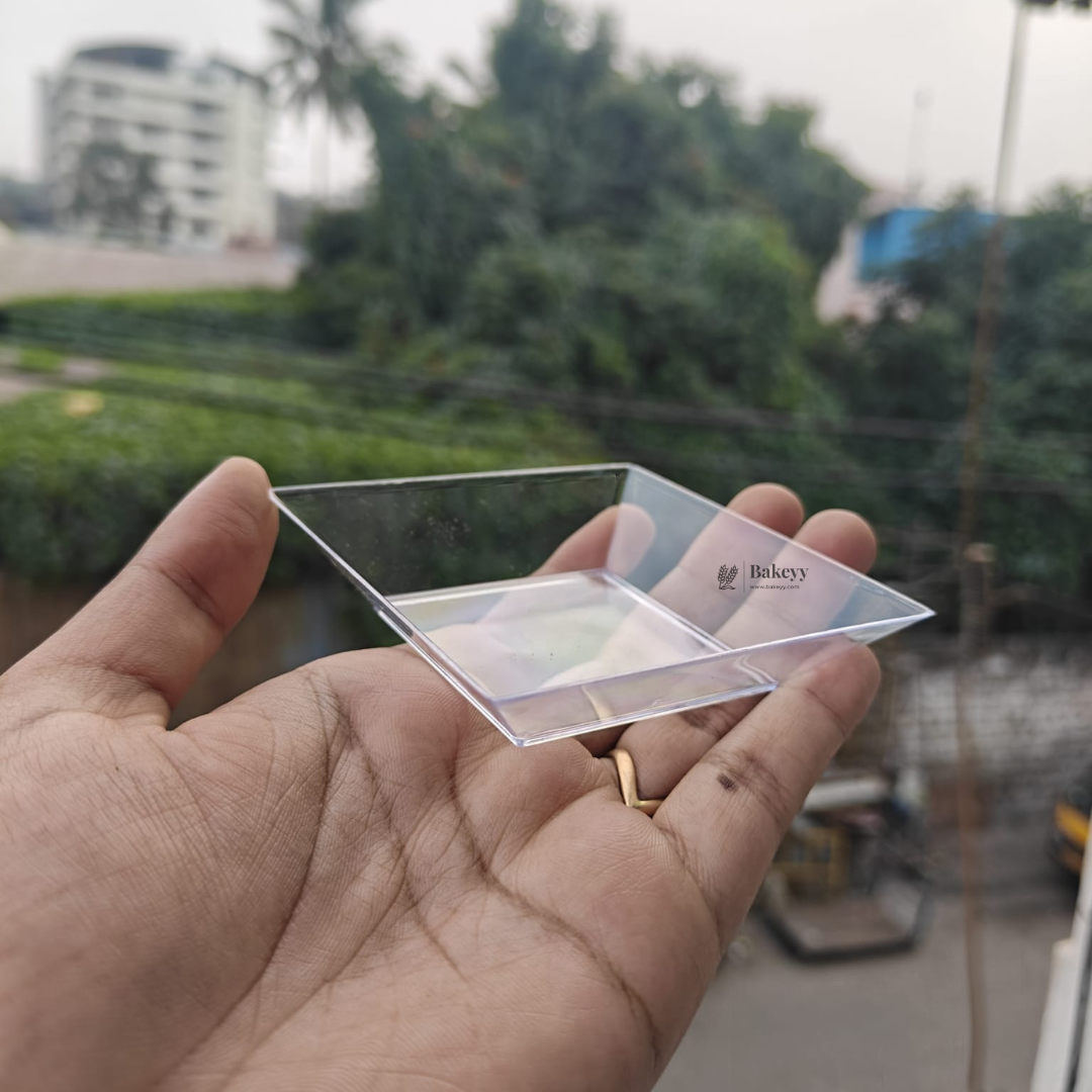 Clear Square Dessert Serving Bowl | Mini Plate | Pack of 50