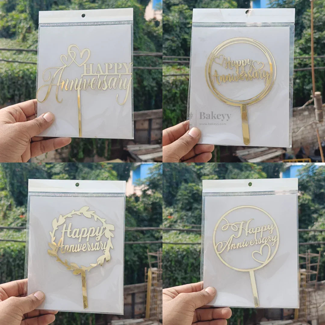 6 Inch | Happy Anniversary Cake Topper | Pack of 5 - Bakeyy.com - India - 6 Inch | Happy Anniversary Cake Topper | Pack of 5 - Design 1 125.00