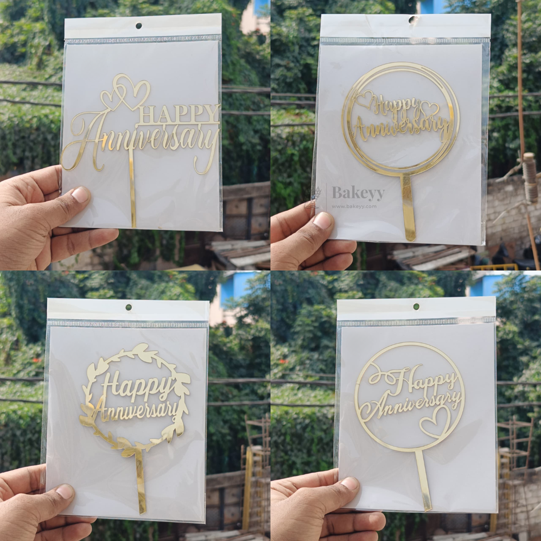 6 Inch | Happy Anniversary Cake Topper | Pack of 5