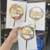 6 Inch Gold Floral Happy Birthday Cake Topper | Elegant Celebration Cake Décor | Pack of 5