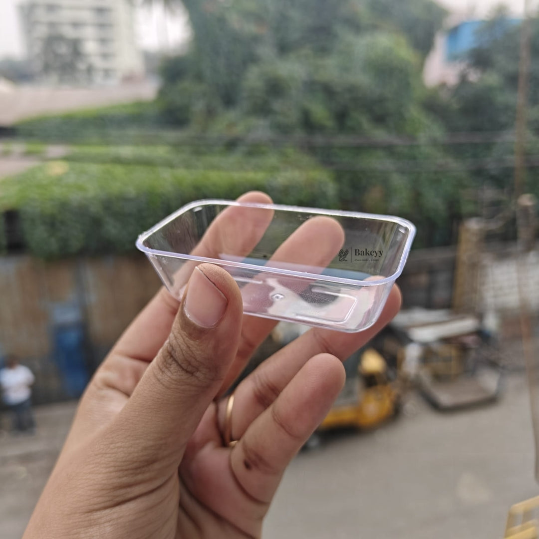 Clear Rectangular Dessert Cup | Transparent Plastic Dessert Tray | Mini Serveware for Parties | Pack of 24