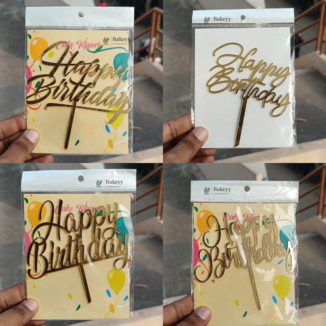 5 Inch Acrylic Cake Topper | Decorative Cake Topper for Celebrations | Assorted designs | Set 2 | Pack of 5
