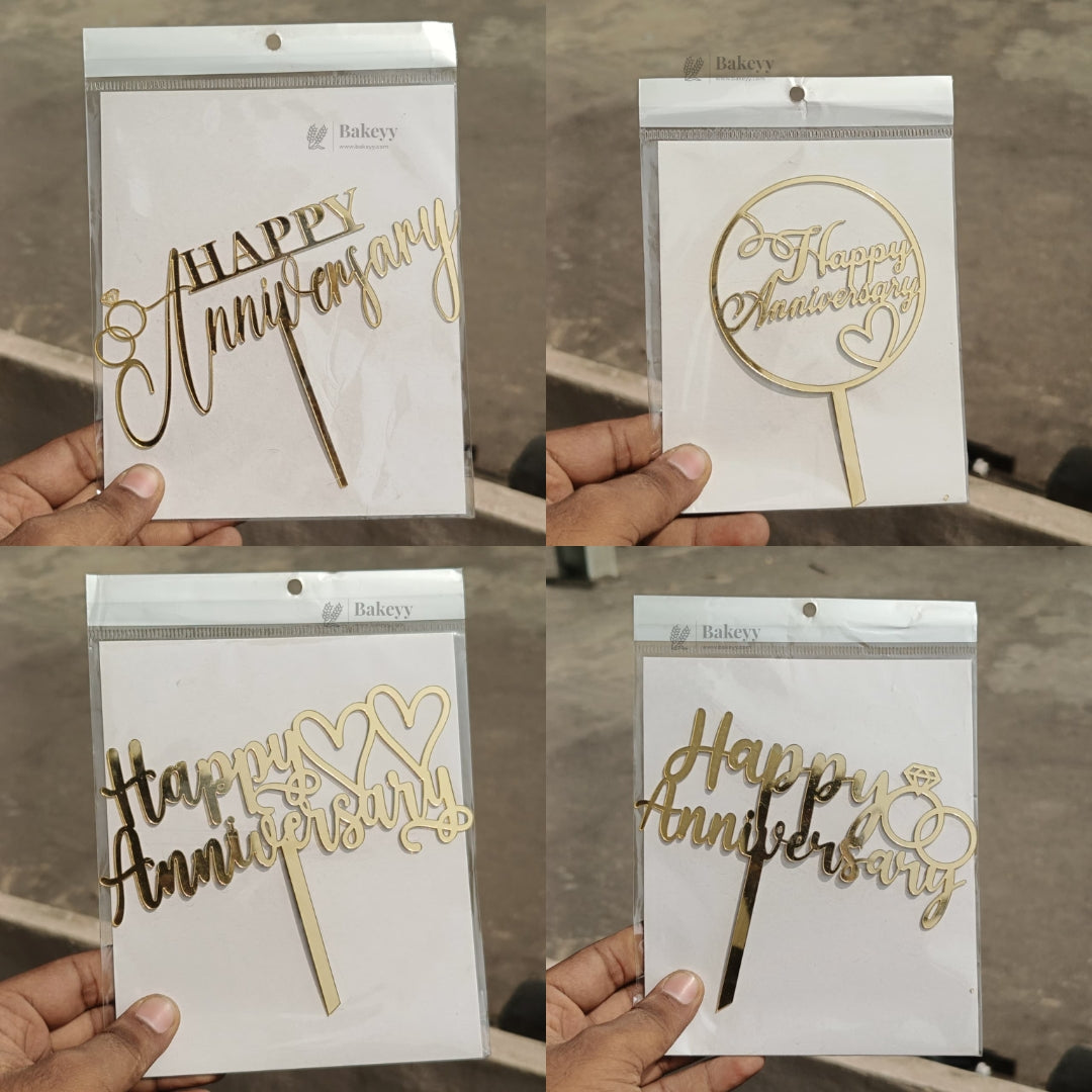 5 Inch | Happy Anniversary Cake Topper | Pack of 5