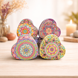 Heart Shaped Mandala Print Empty Tin Boxes | Tin Boxes